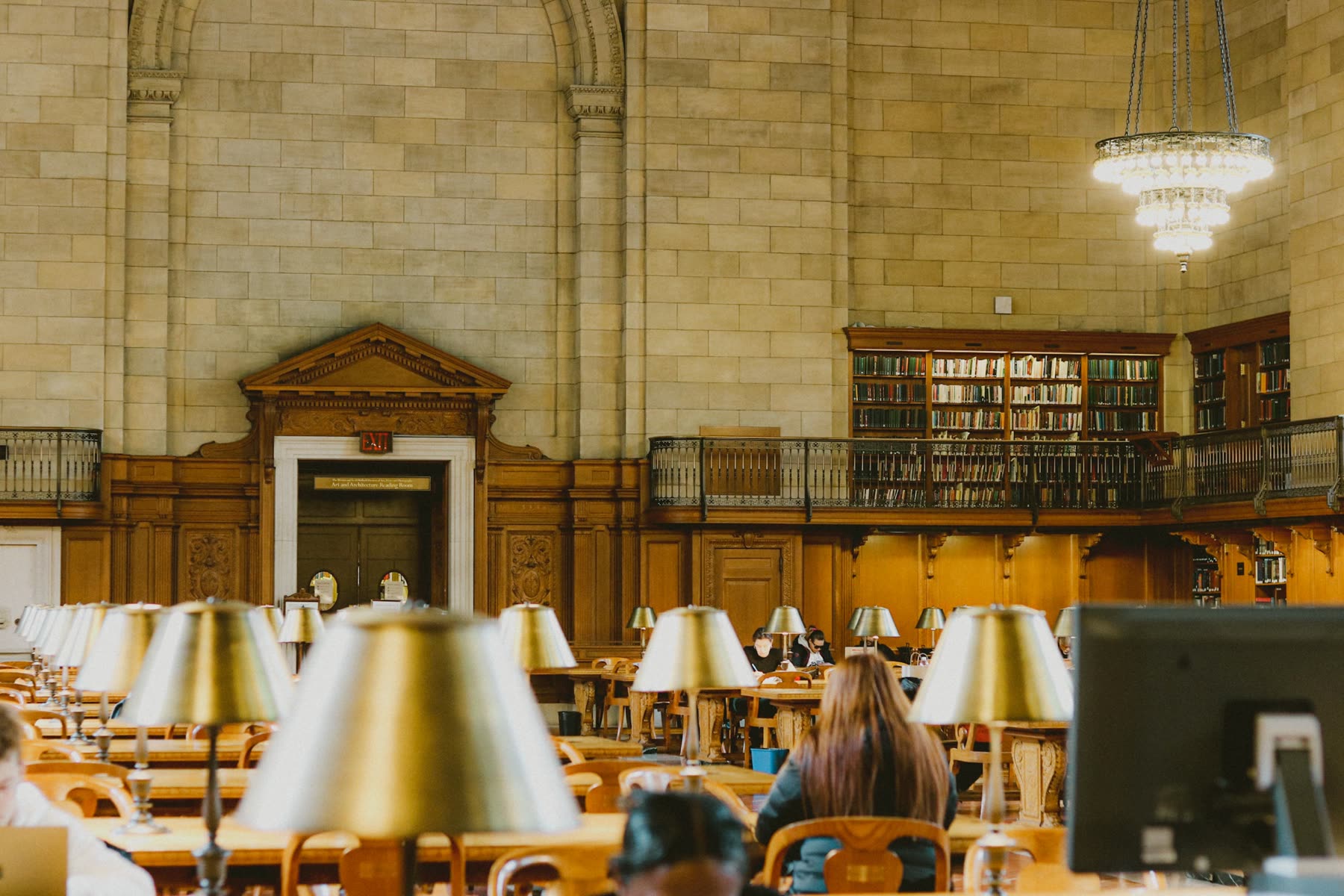Historic university library reading room
